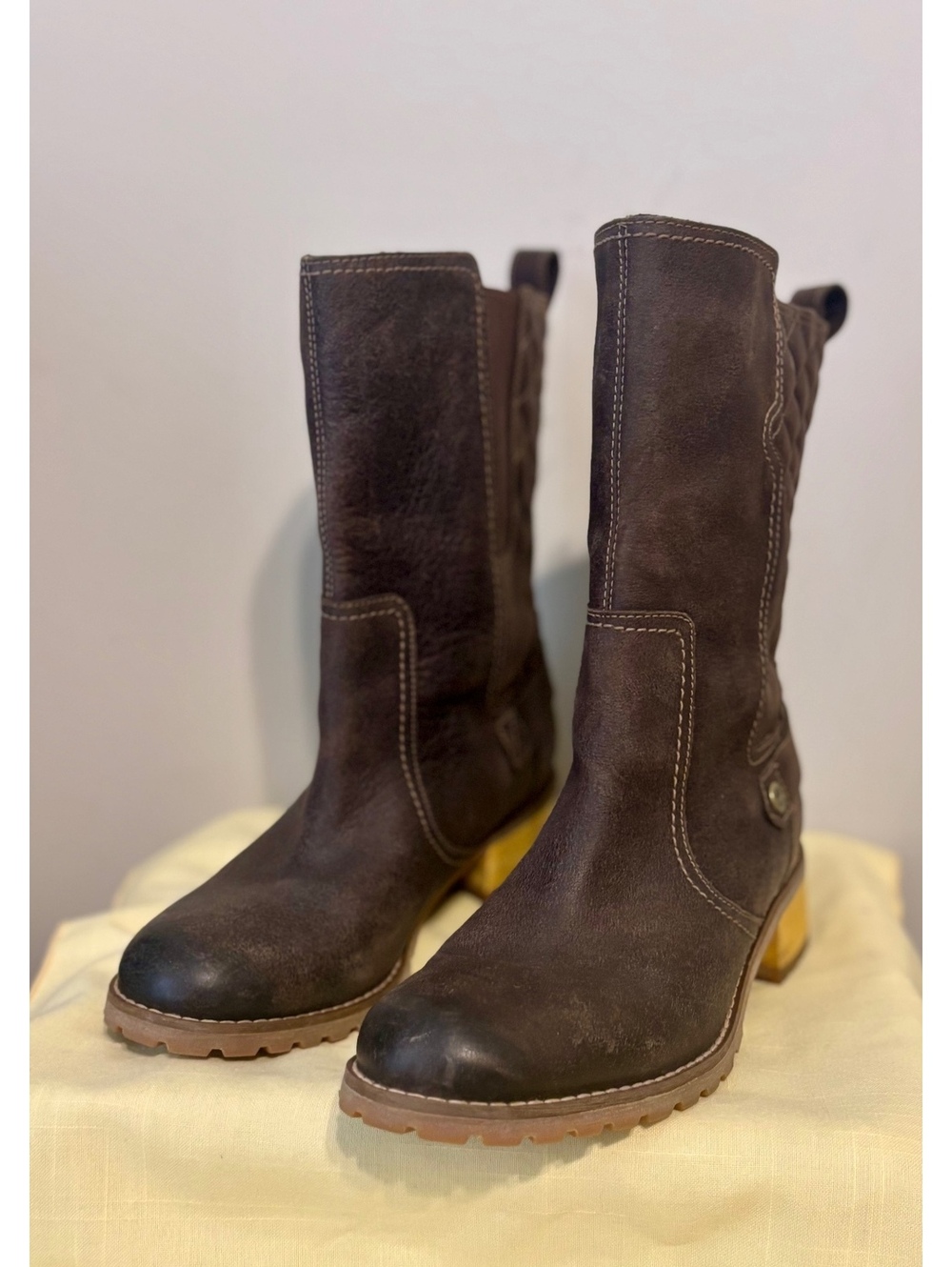 Timberland Earthkeepers Quilted Apley Mid Calf Waterproof SZ 8 Dark Brown Boots
